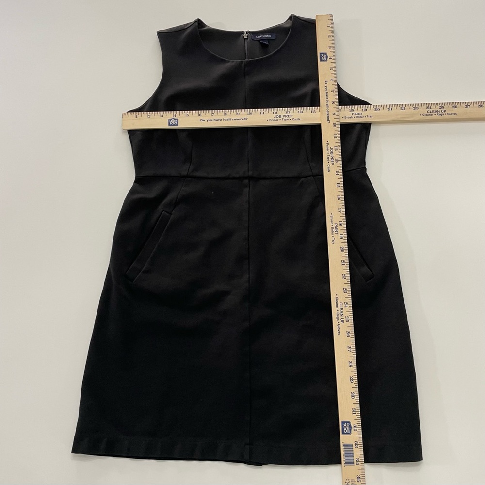 Lands' End Black Crew Neck Sleeveless Dress with pockets, Size 14P - Picture 6 of 6